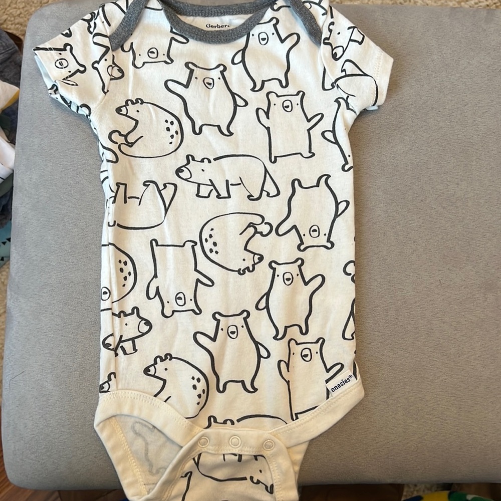 2 Gerber print onesies 3/6 month